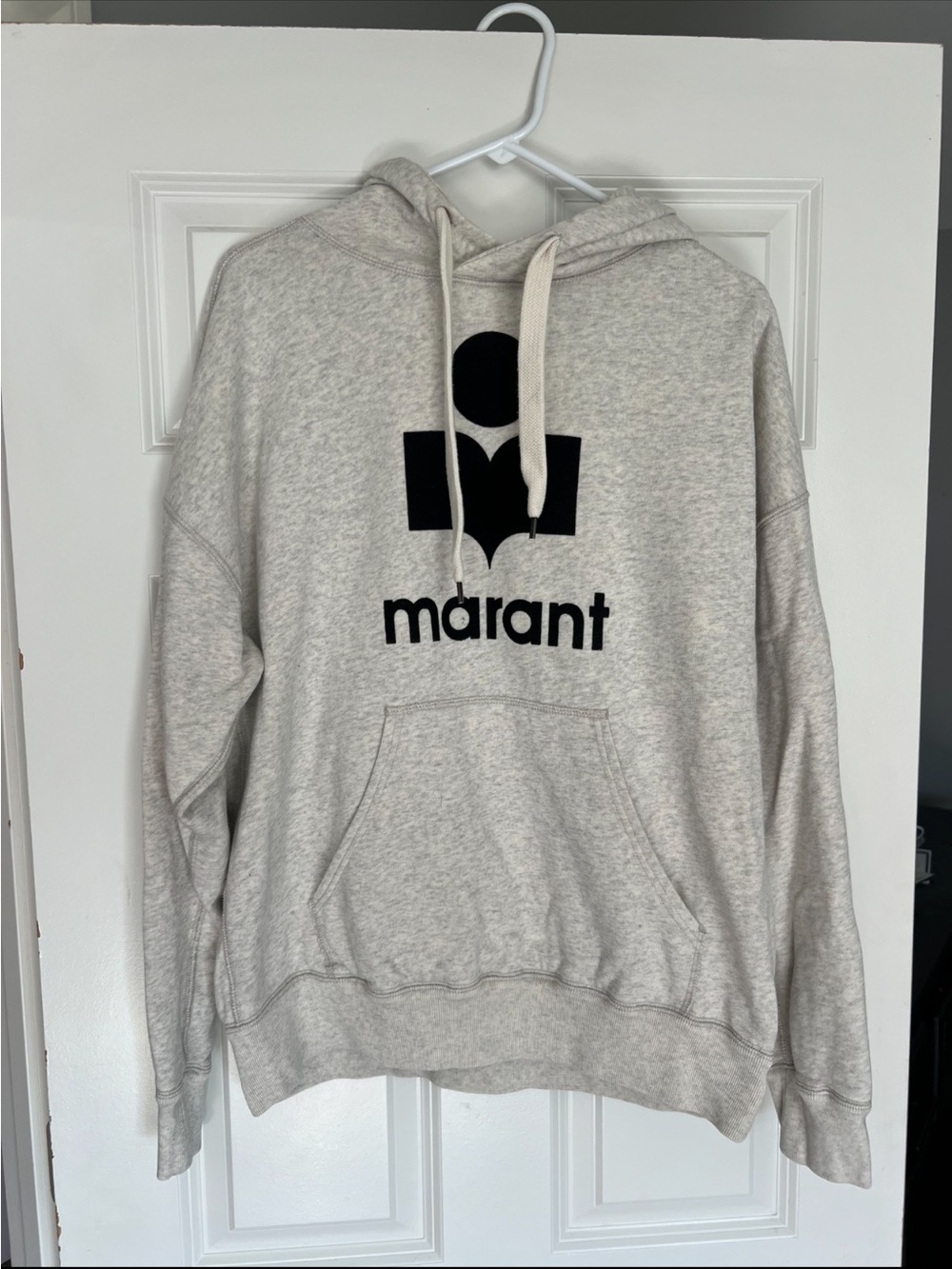 Isabel Marant Cream Crewneck Hoodie with Black Logo